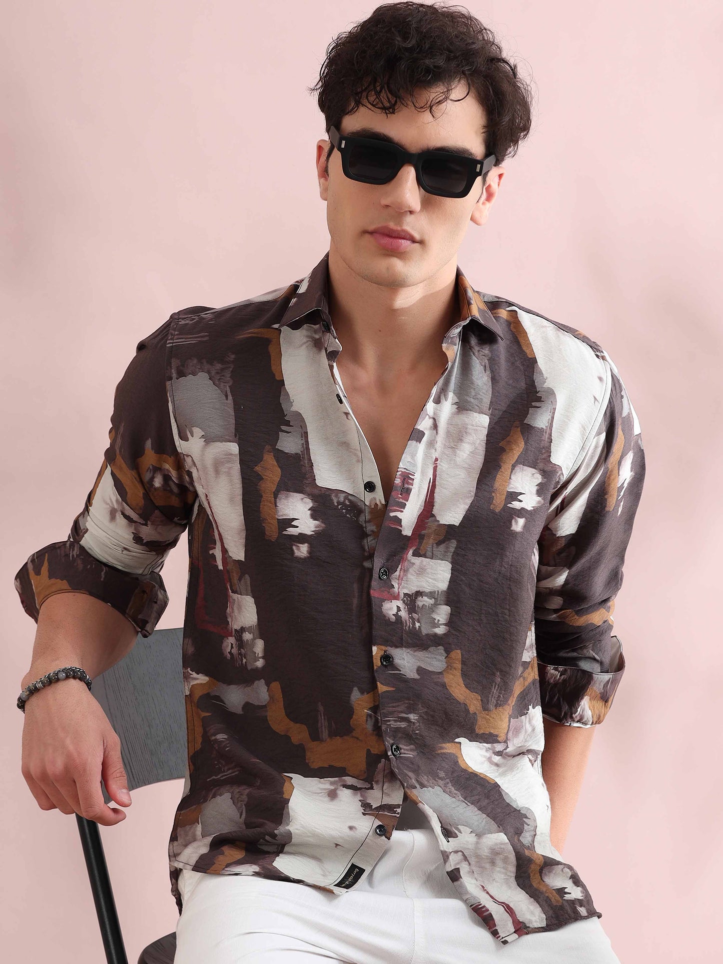 Santiago Dark Grey Printed Shirt