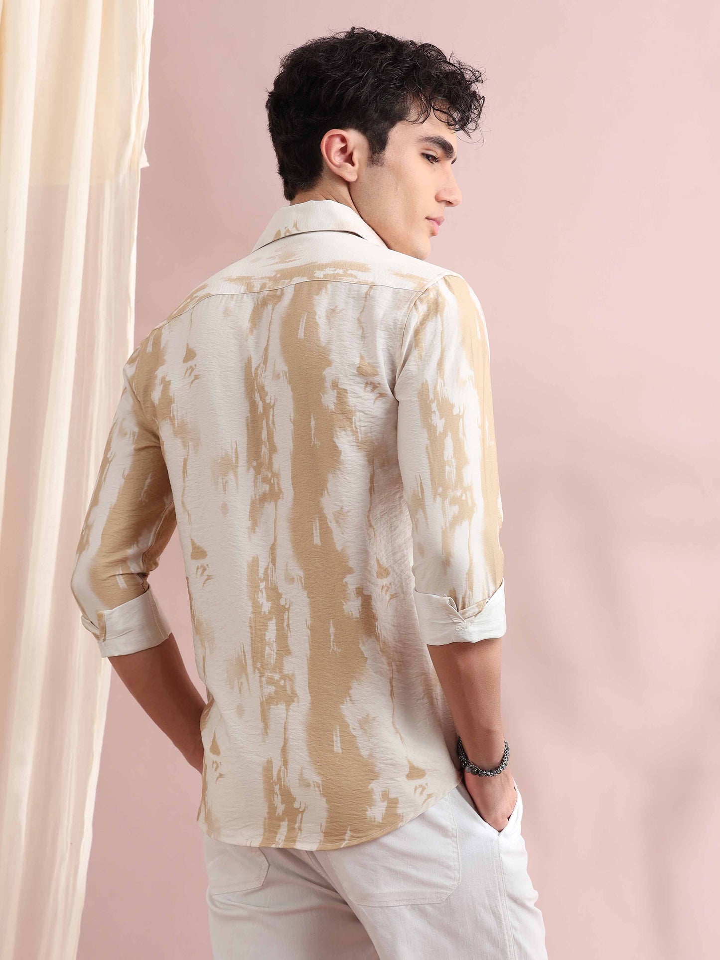 Santiago Antique Beige Printed Shirt