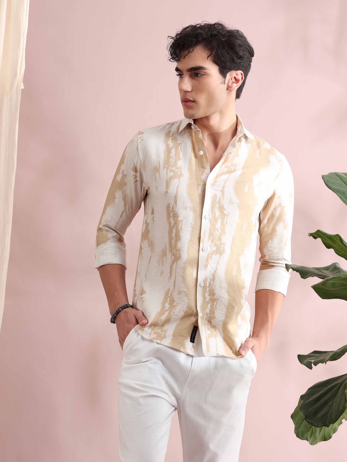 Santiago Antique Beige Printed Shirt