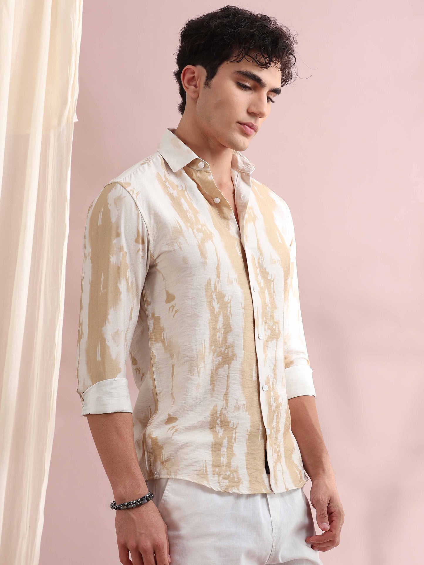 Santiago Antique Beige Printed Shirt