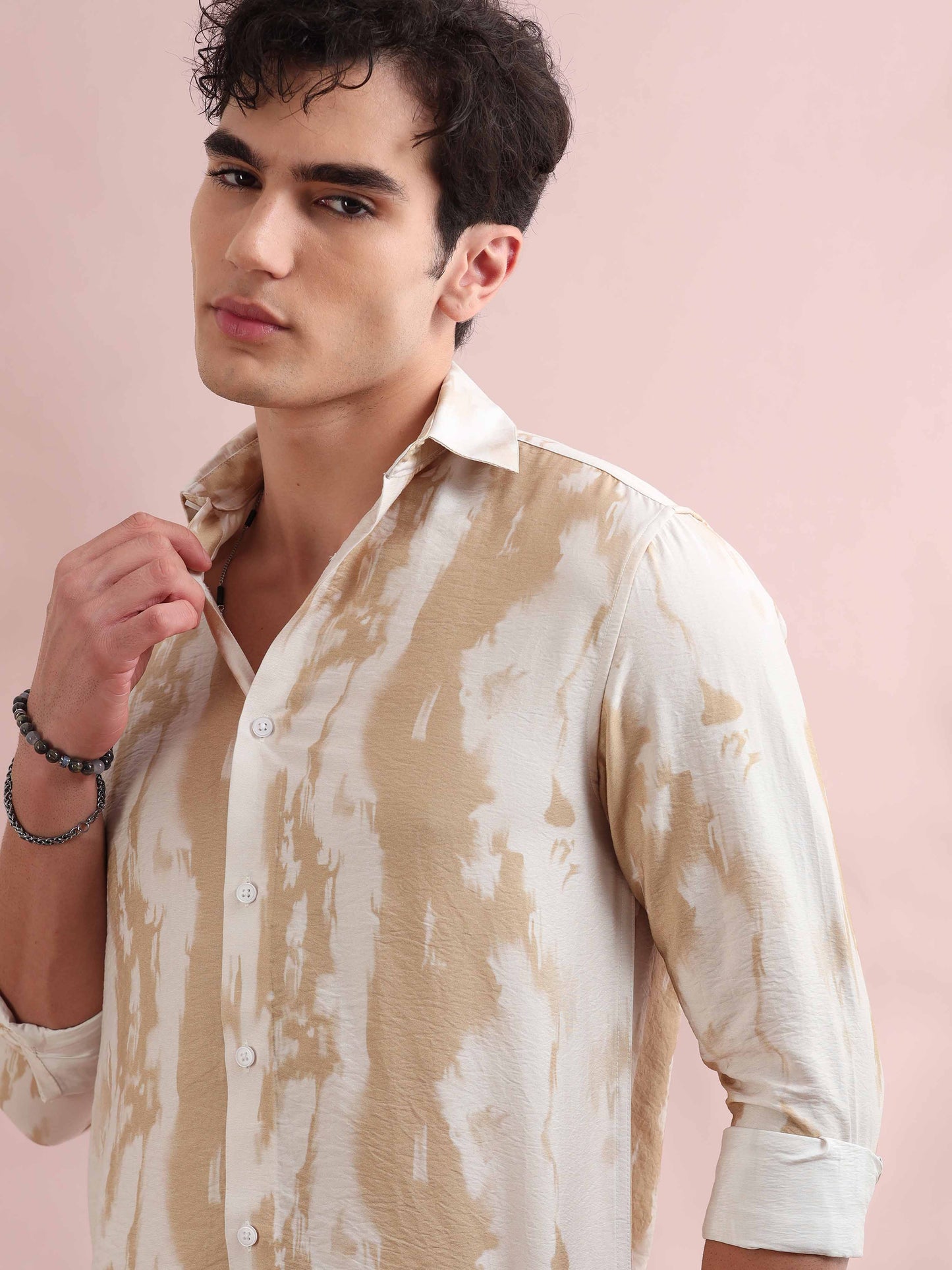 Santiago Antique Beige Printed Shirt