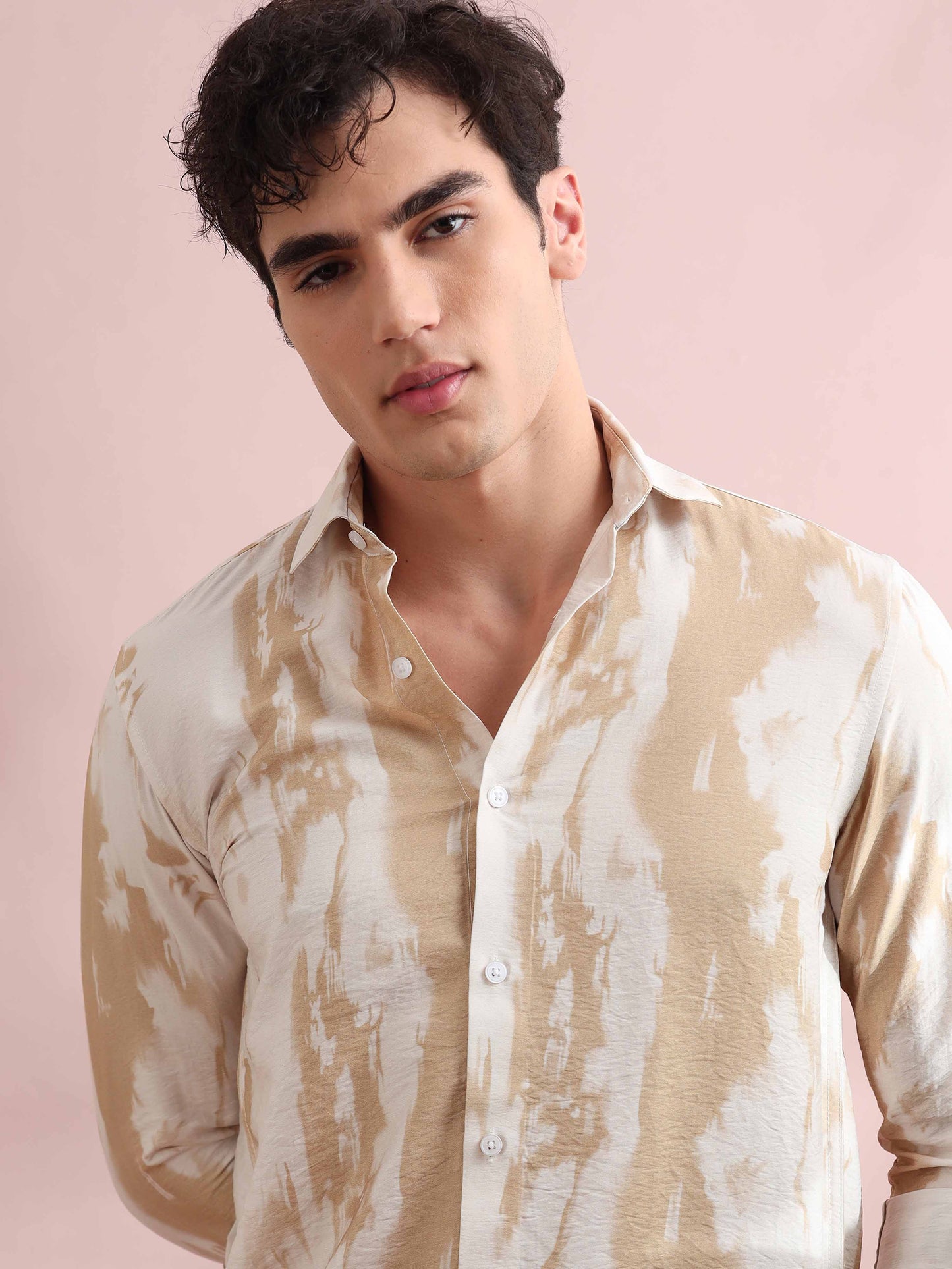 Santiago Antique Beige Printed Shirt