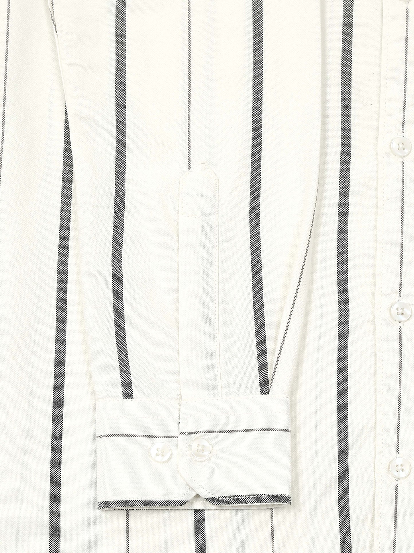 Gandia Milk White Plus Size Stripes Shirt