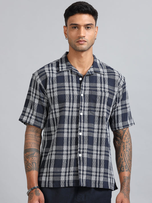 Michigan Navy Bold Oversized Checks Shirt