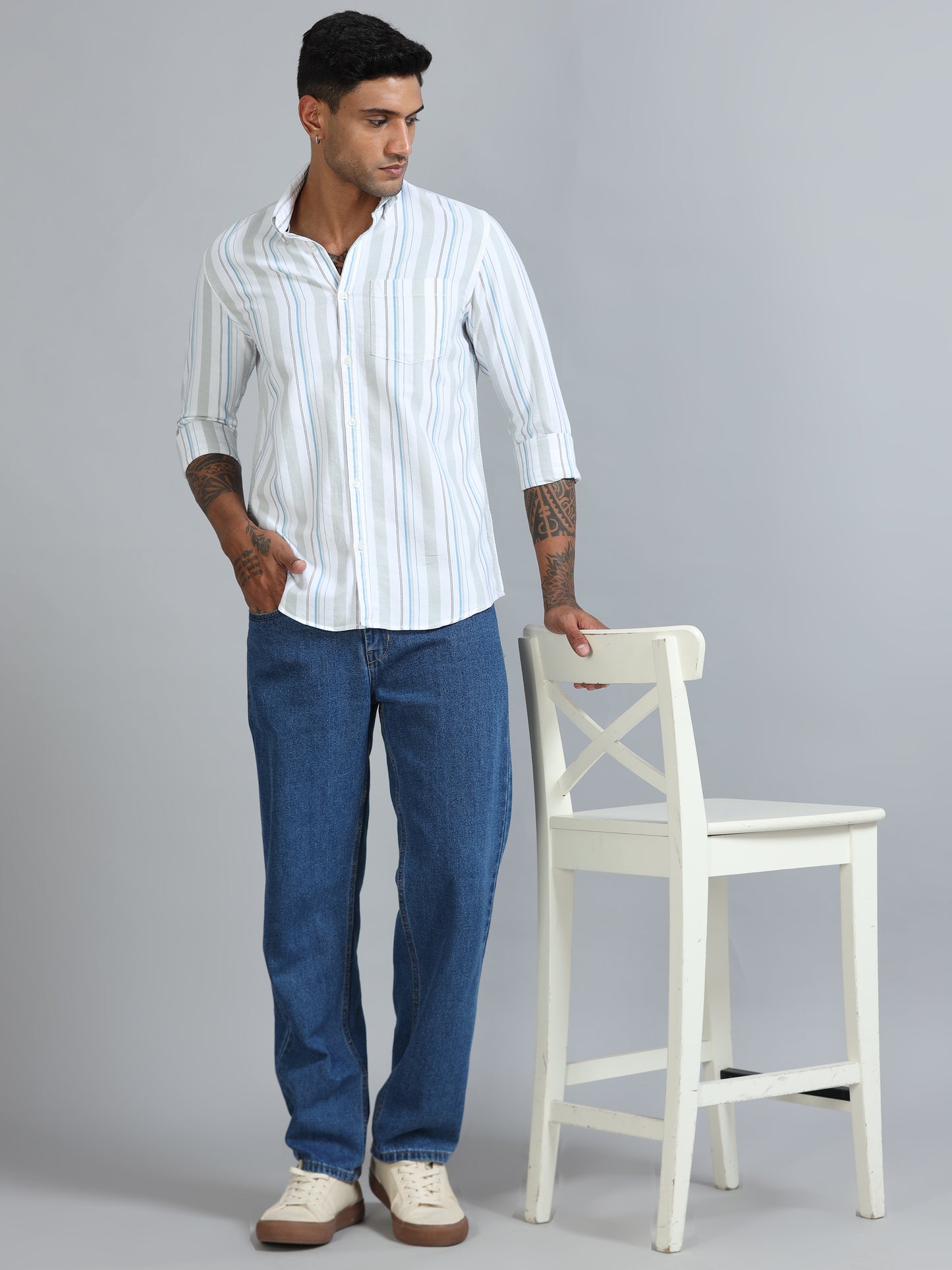 Gandia Mint Cream Stripes Shirt