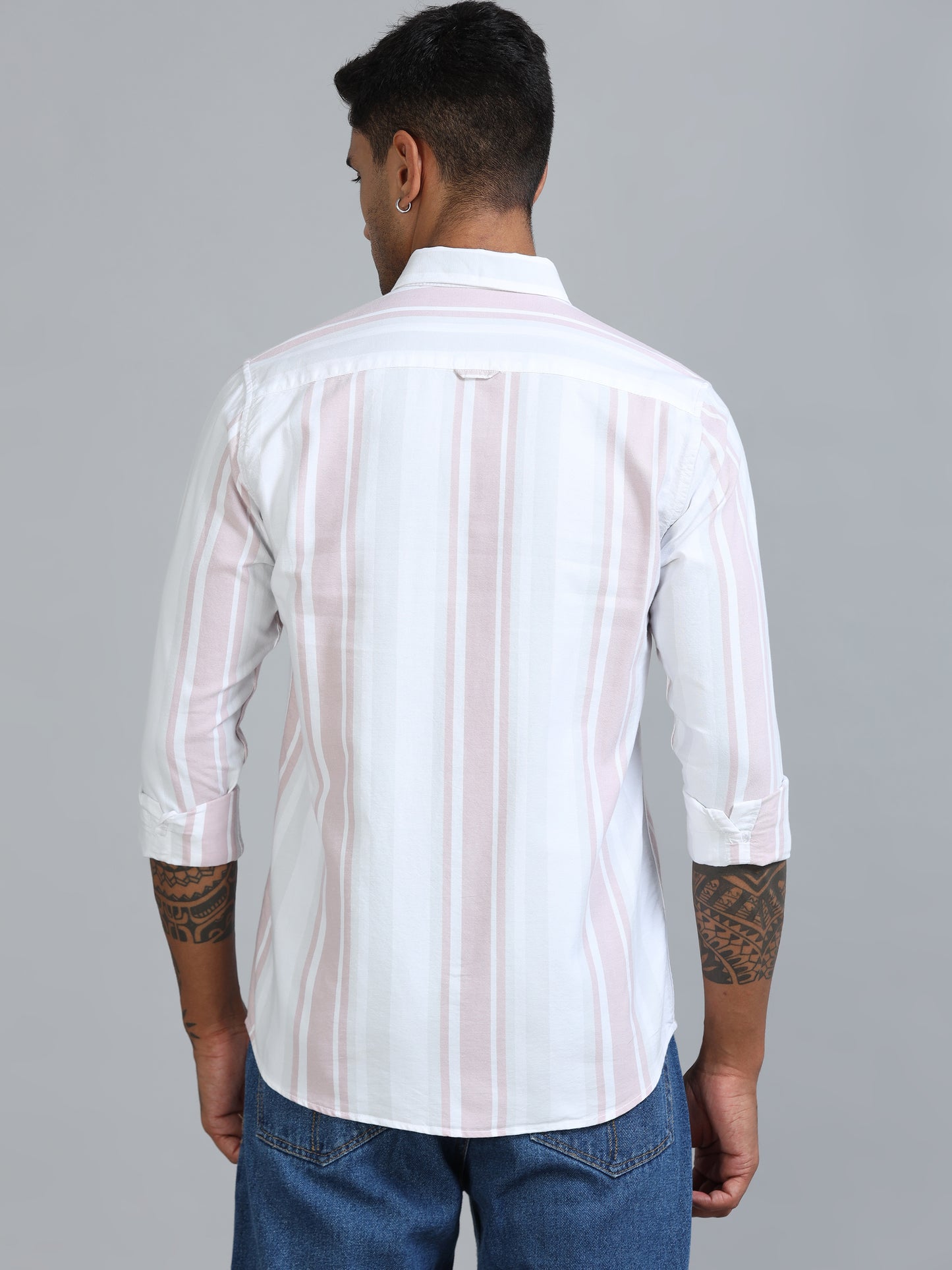 Gandia White & Pink Plus Size Stripes Shirt