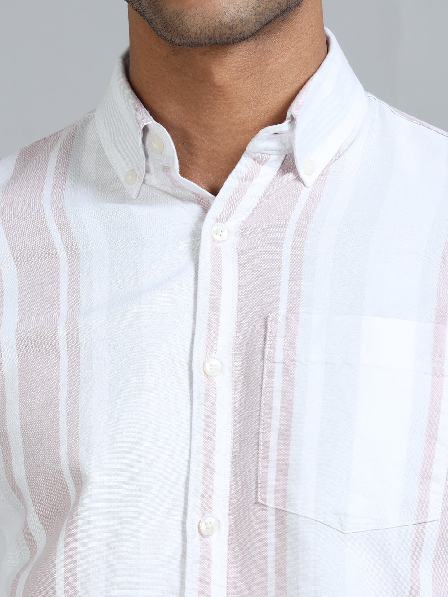 Gandia White & Pink Plus Size Stripes Shirt