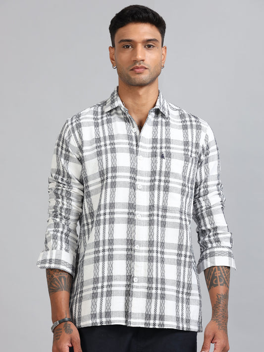 Michigan Grey Winter Dobby Checks Shirt