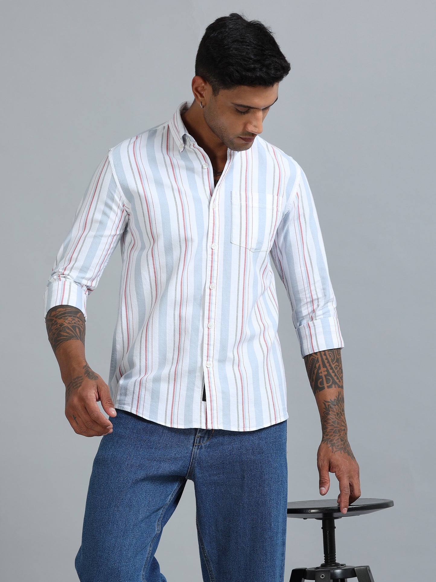 Gandia White & Blue Stripes Shirt