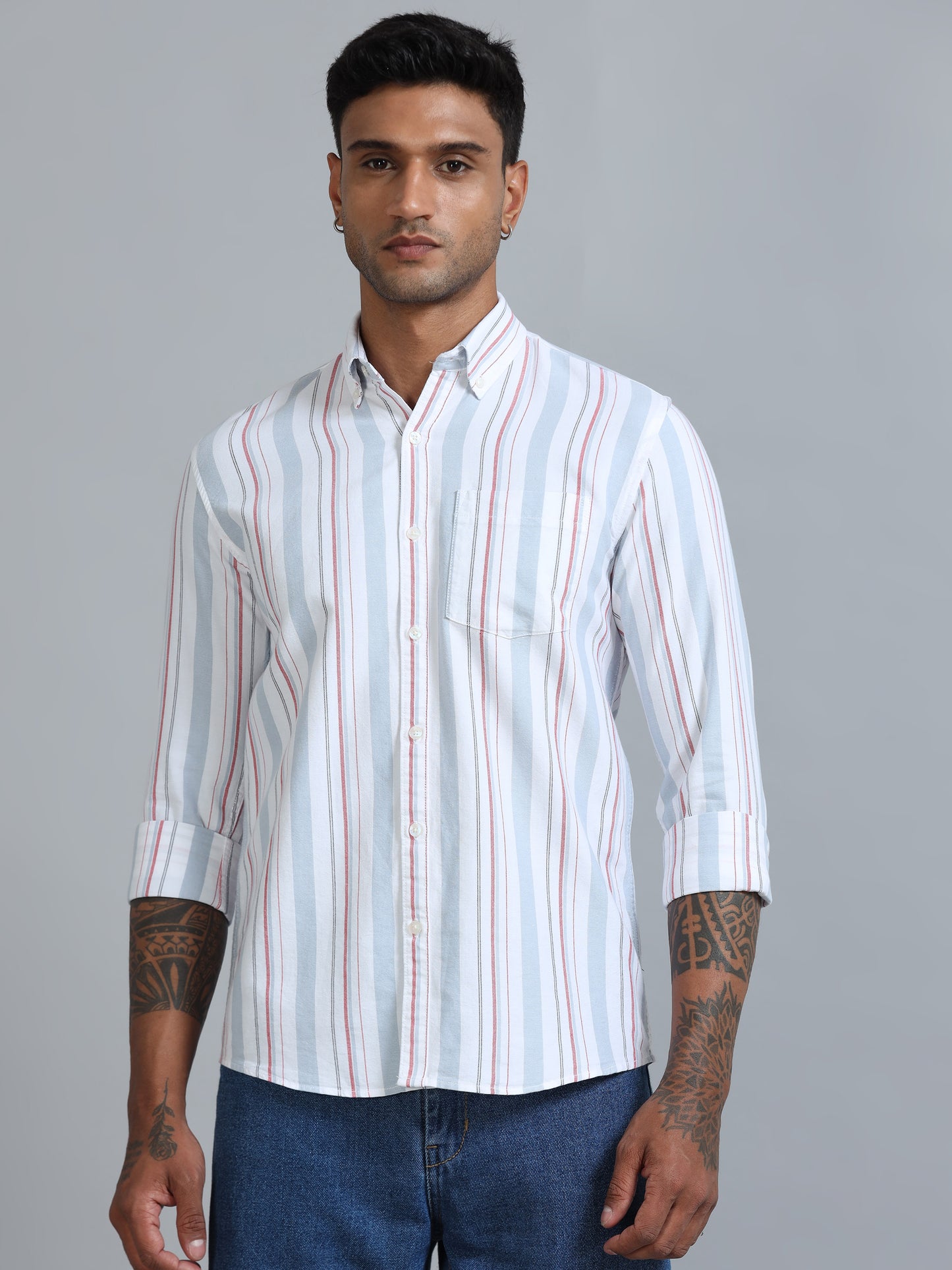 Gandia White & Blue Stripes Shirt