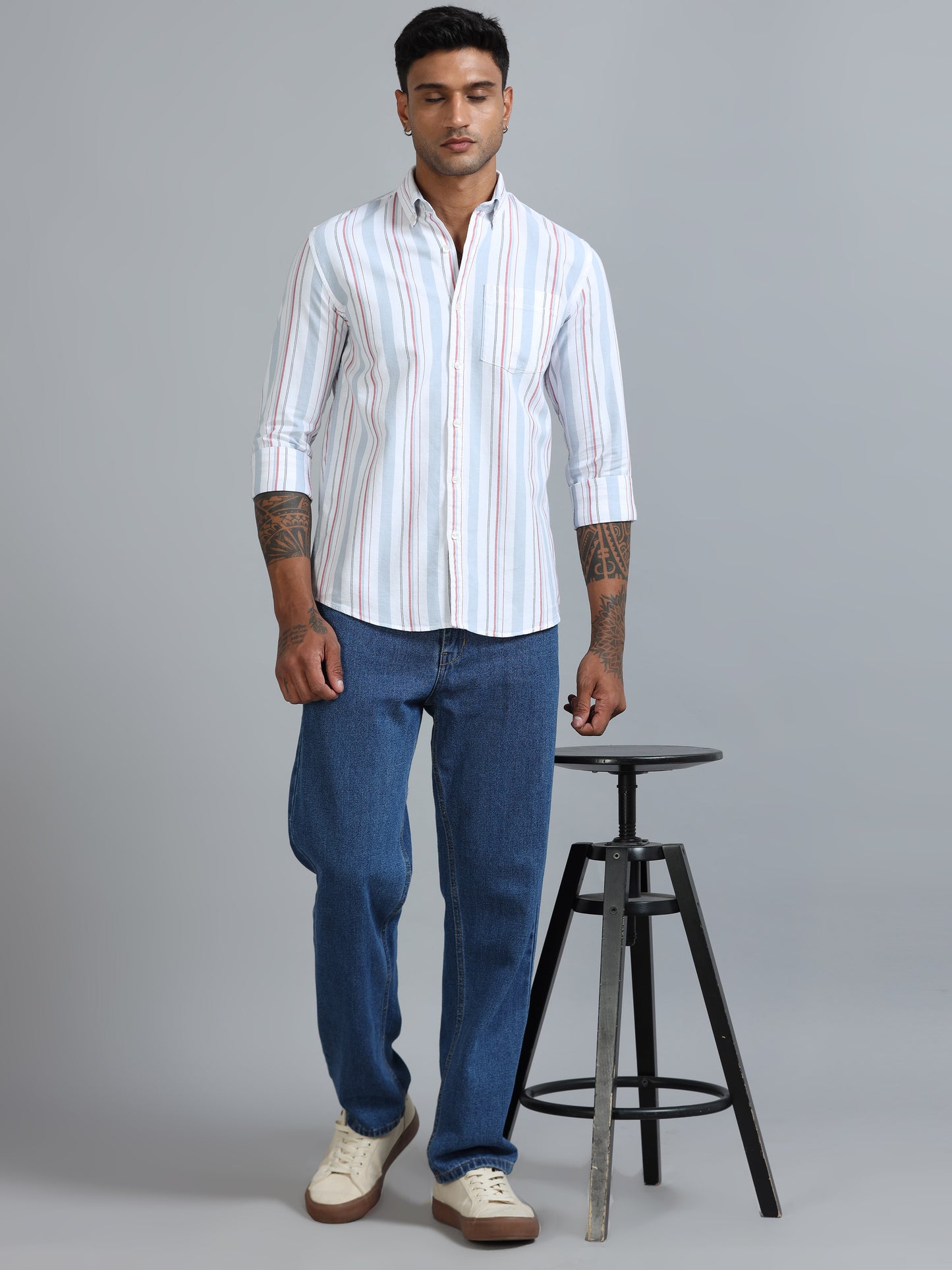 Gandia White & Blue Stripes Shirt