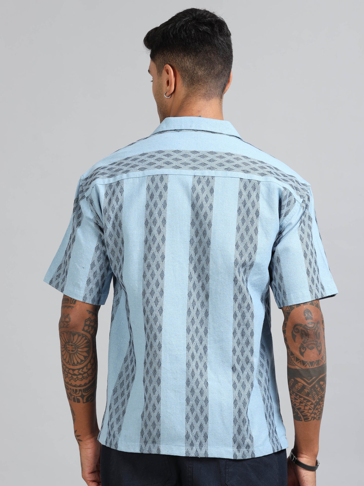 Michigan Pastel Blue Oversized Stripe Shirt