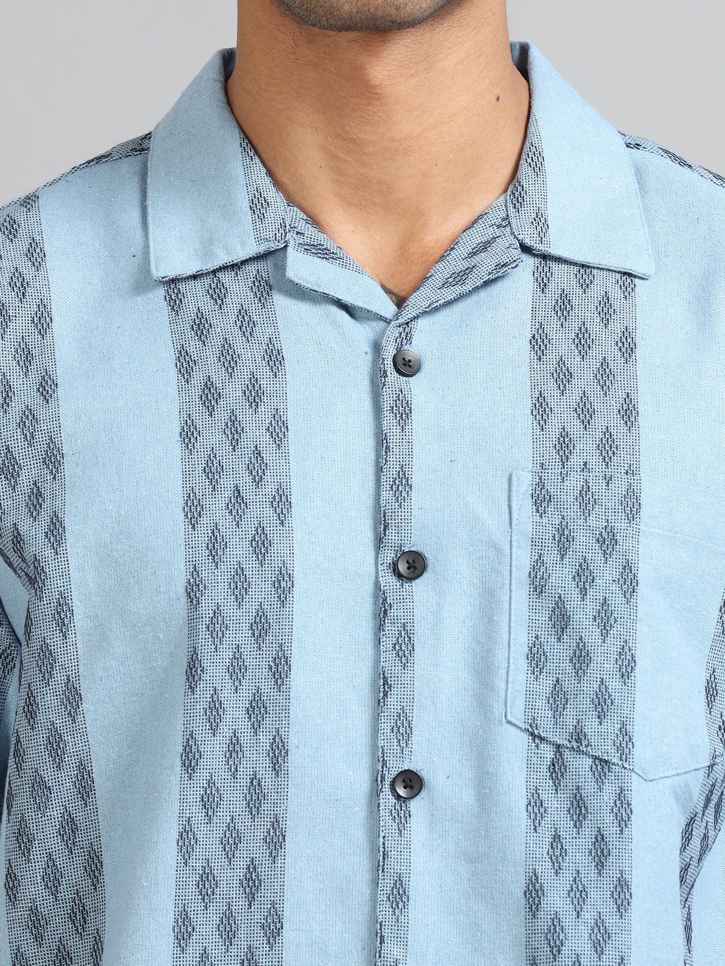 Michigan Pastel Blue Oversized Stripe Shirt