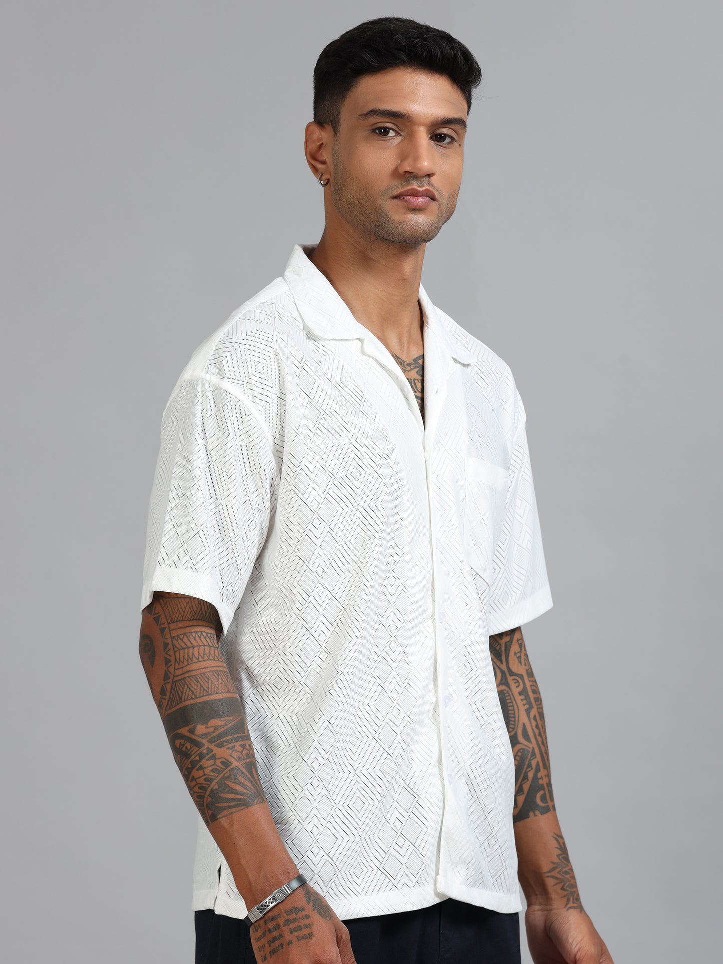 Jack Luster White Oversized Solid Shirt