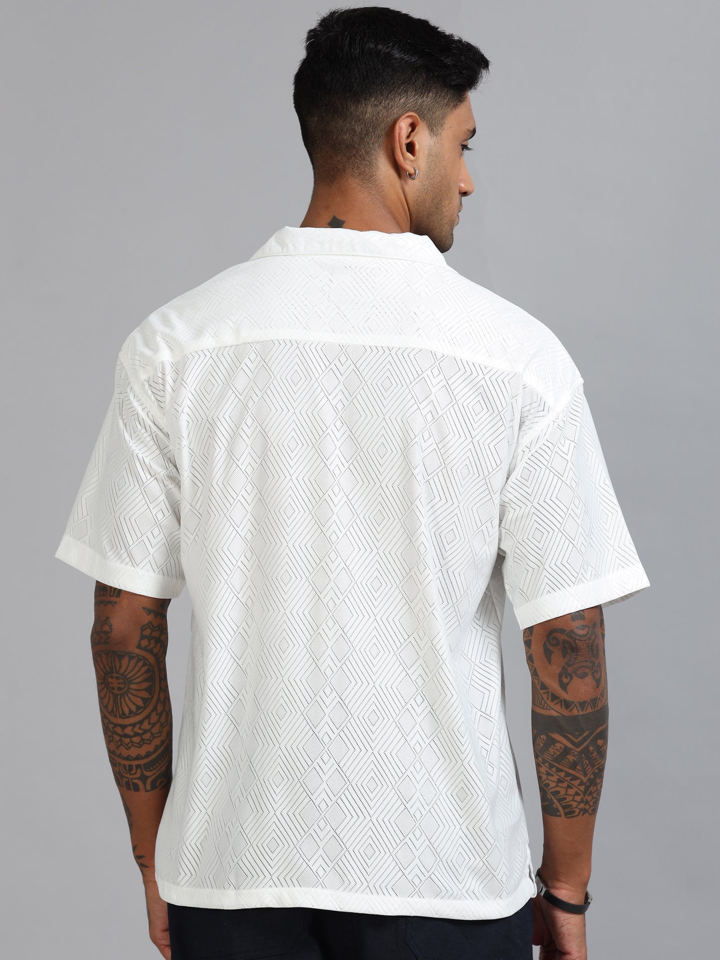 Jack Luster White Oversized Solid Shirt