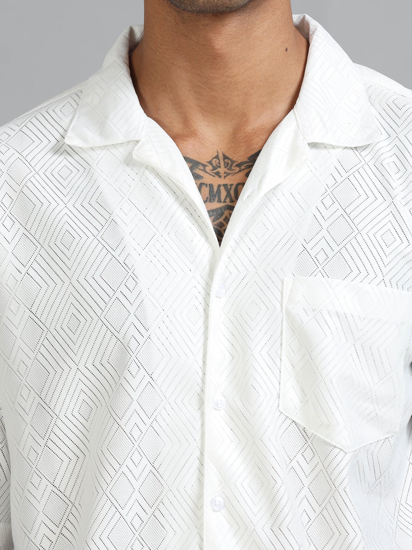 Jack Luster White Oversized Solid Shirt