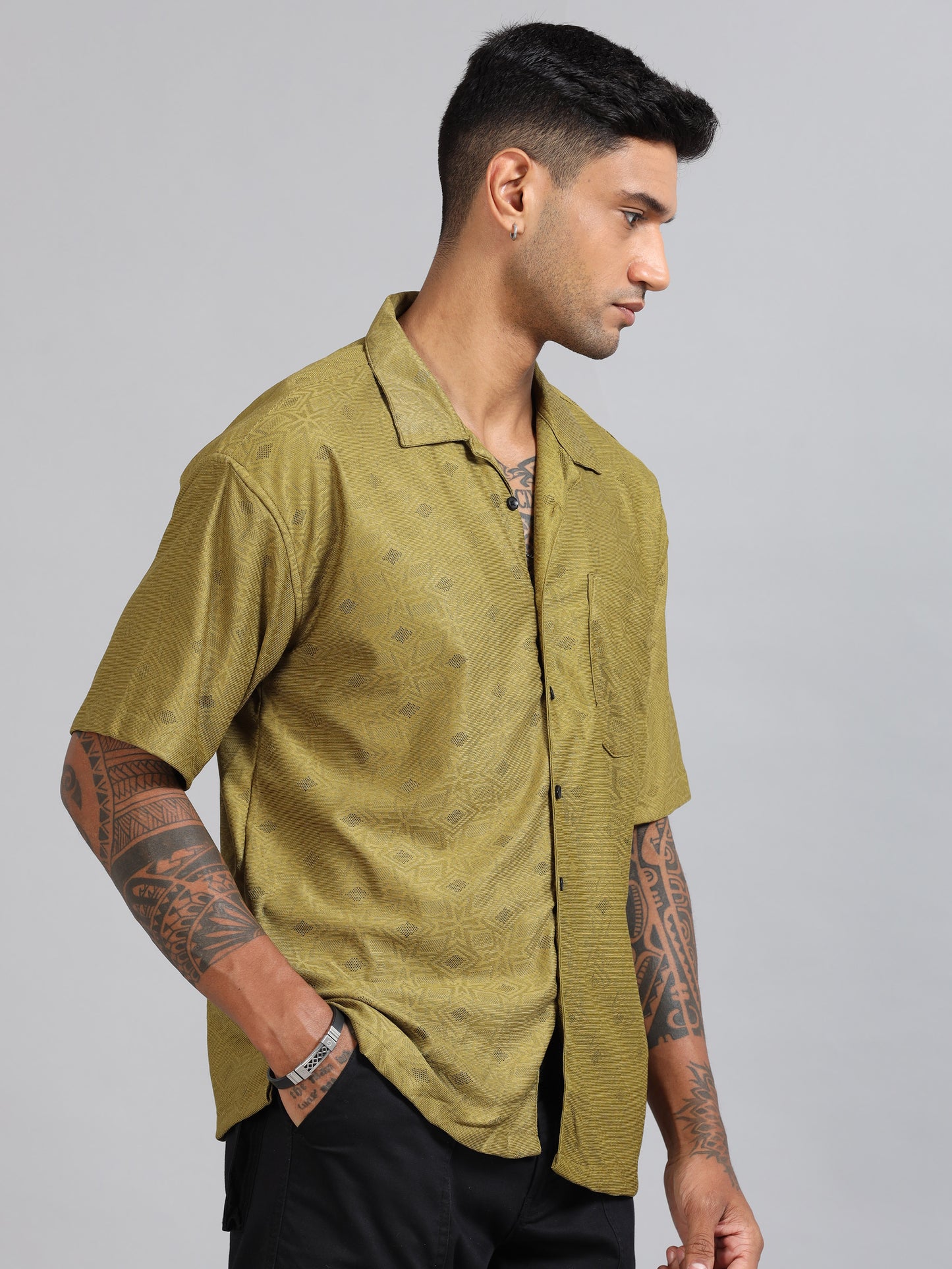 Jack Green Oversized Printed Shirt