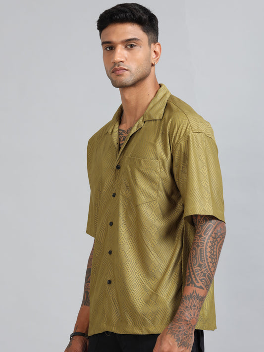 Jack Parrot Green Oversized Printed Shirt