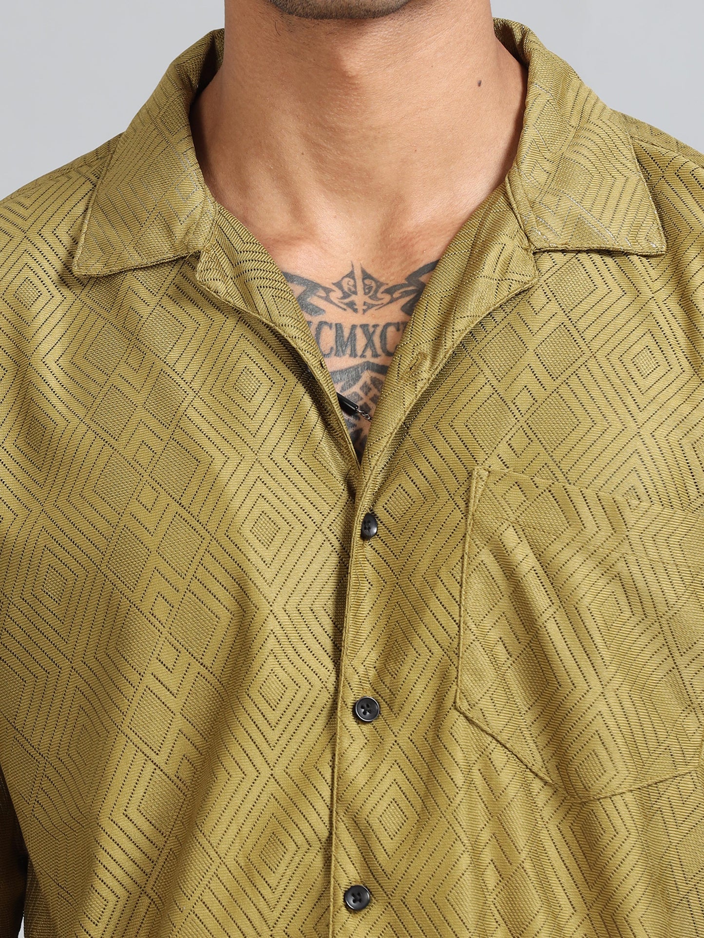 Jack Parrot Green Oversized Printed Shirt