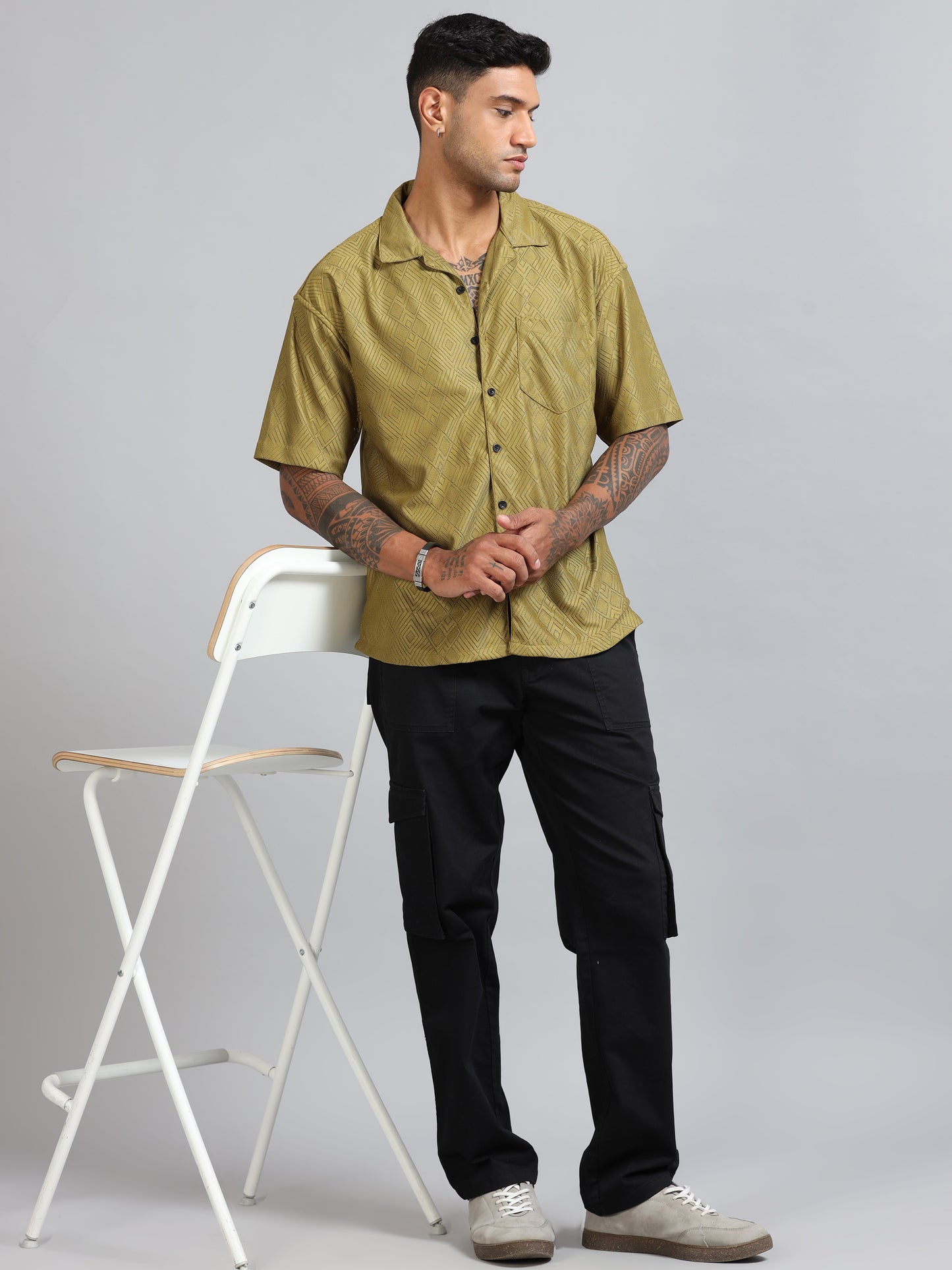 Jack Parrot Green Oversized Printed Shirt