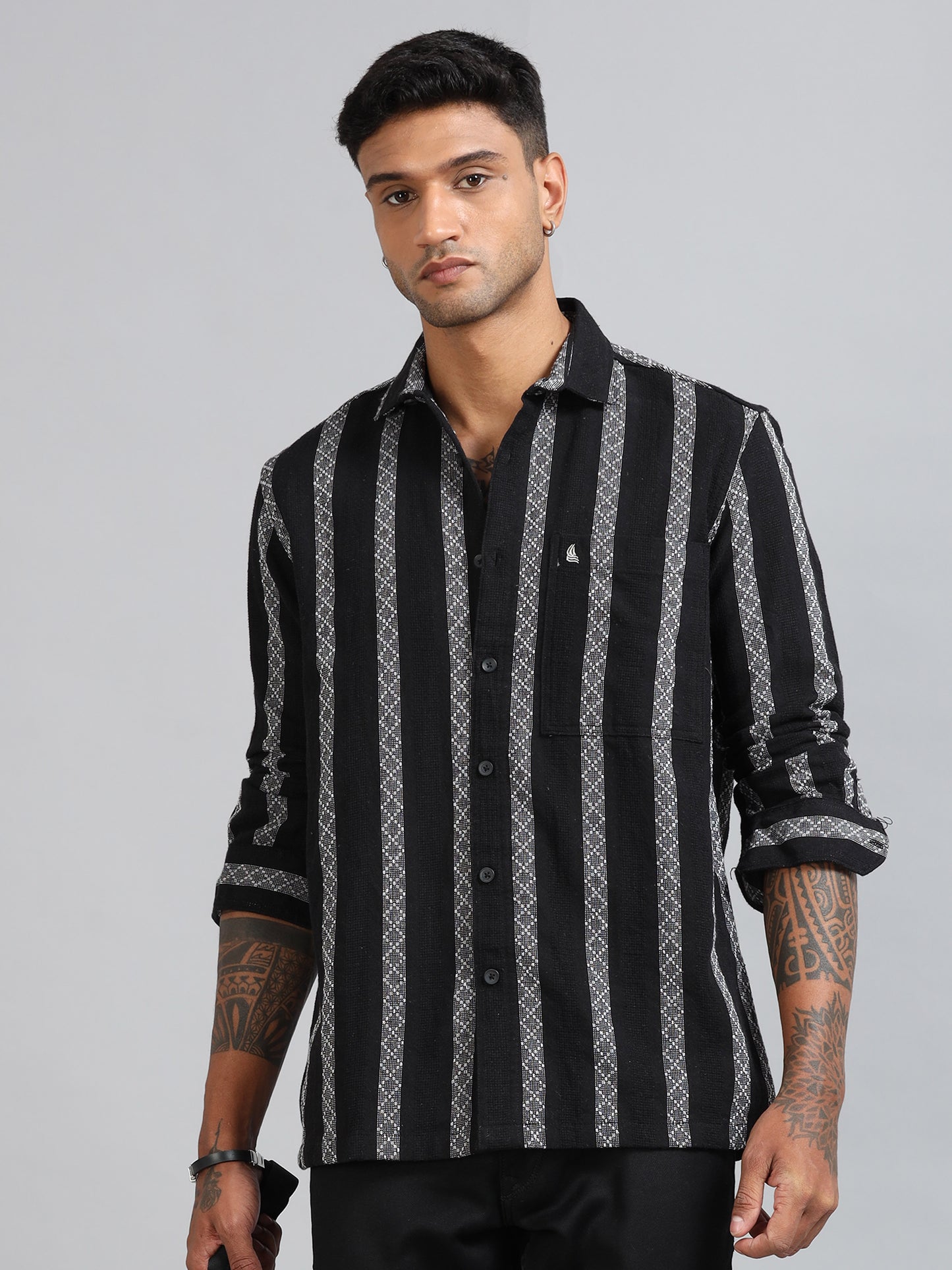 Michigan Black Running Zigzag Stripe Shirt