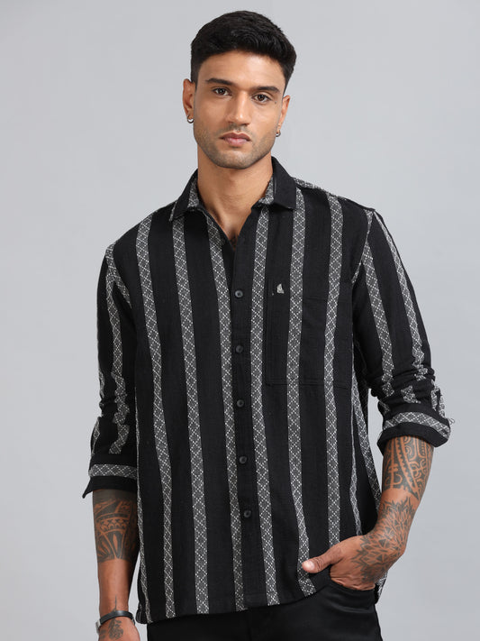 Michigan Black Running Zigzag Stripe Shirt