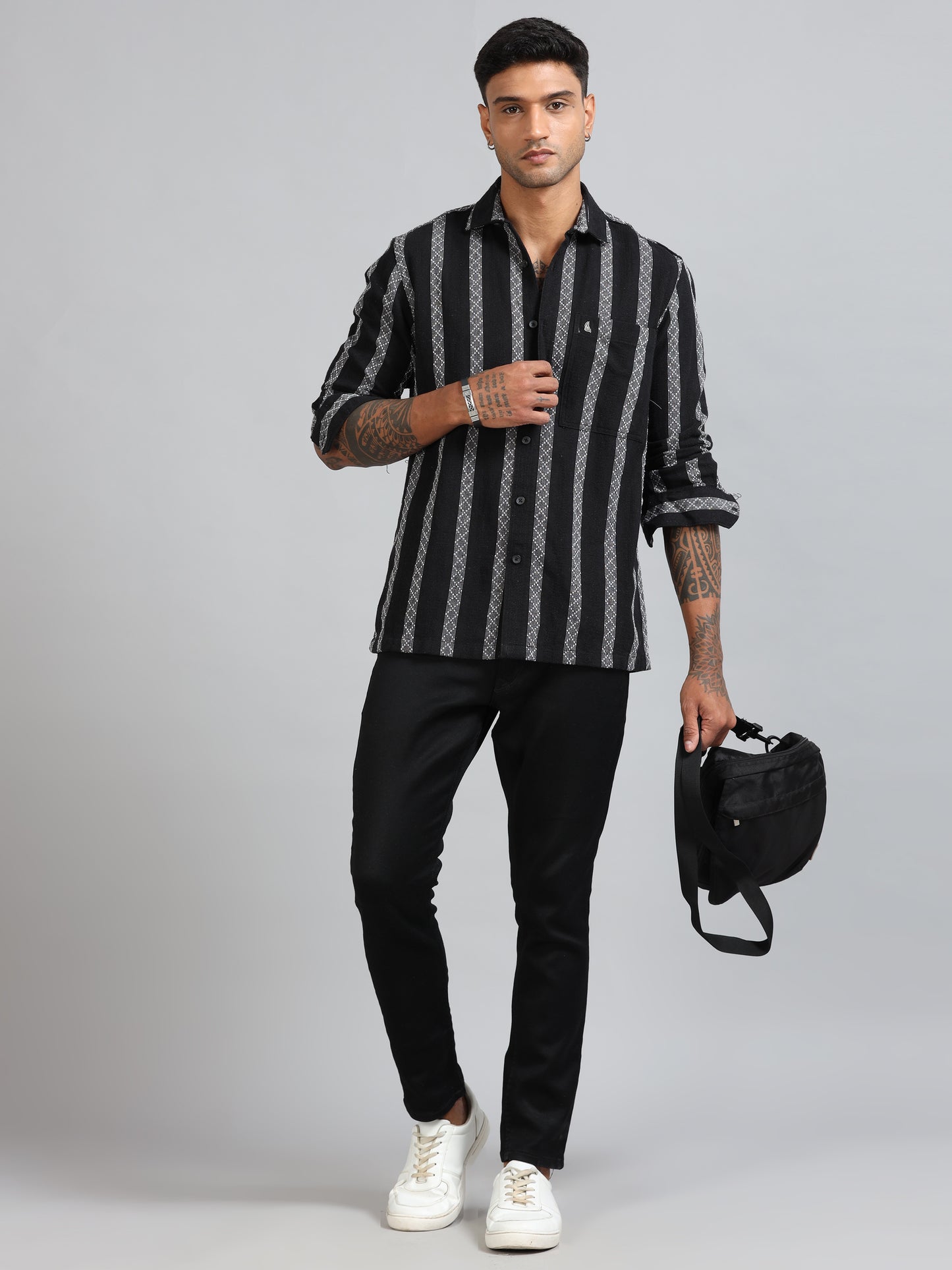 Michigan Black Running Zigzag Stripe Shirt