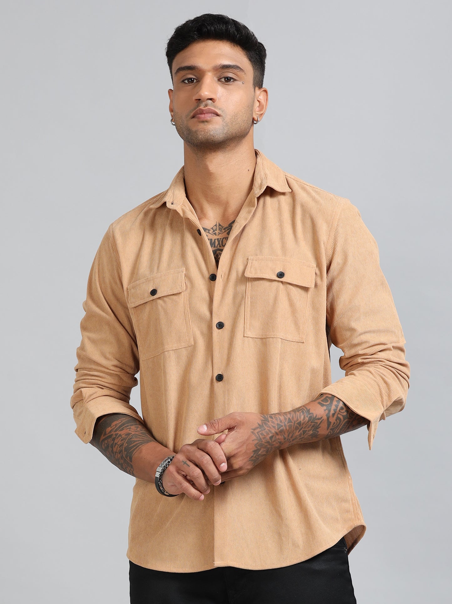 Basel Peach Brandy Corduroy Double Pocket Shirt
