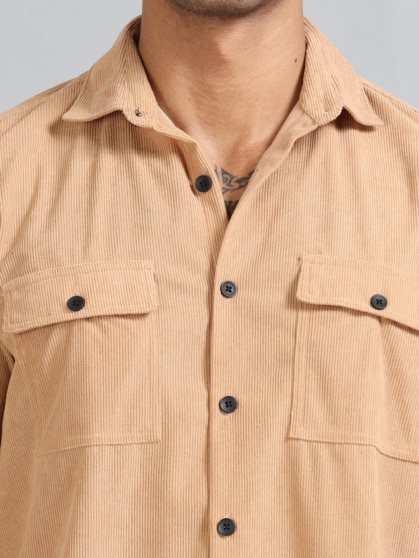 Basel Peach Brandy Corduroy Double Pocket Shirt