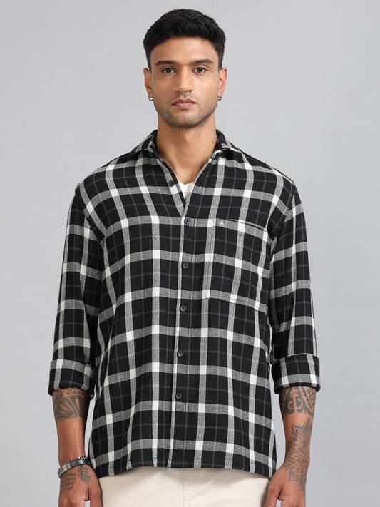 Michigan Black & Beige Bold Checks Shirt