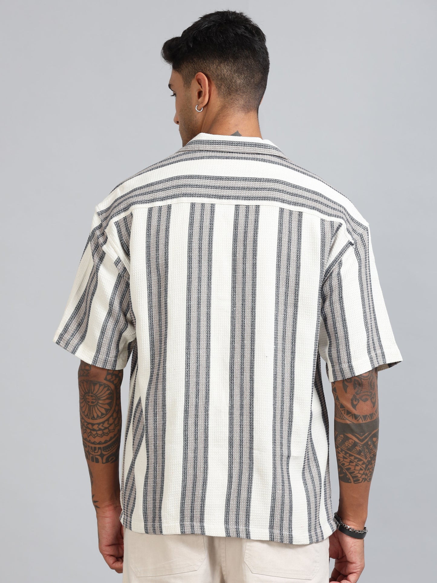 Michigan Quill Grey Oversized Stripe Shirt