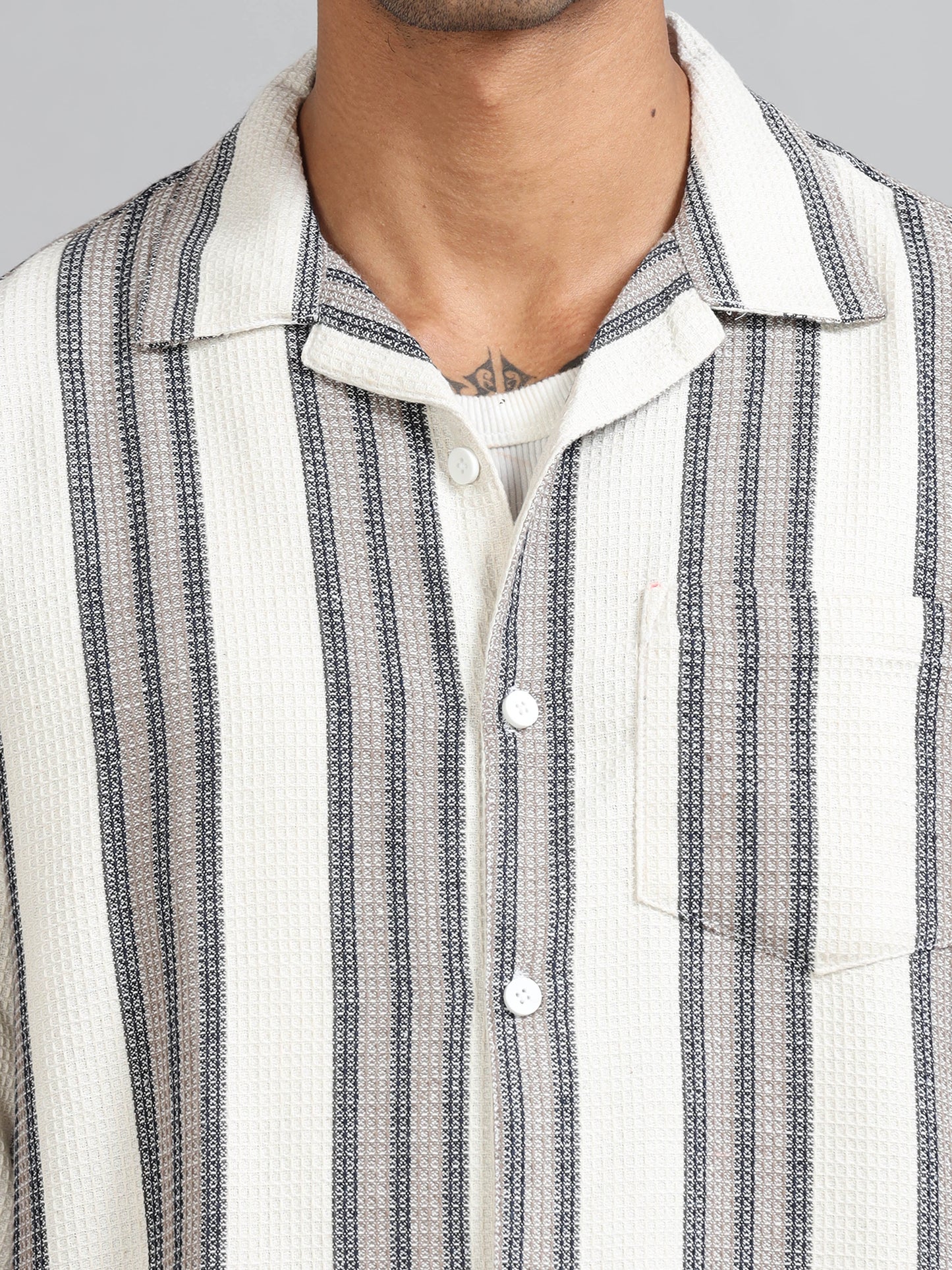 Michigan Quill Grey Oversized Stripe Shirt