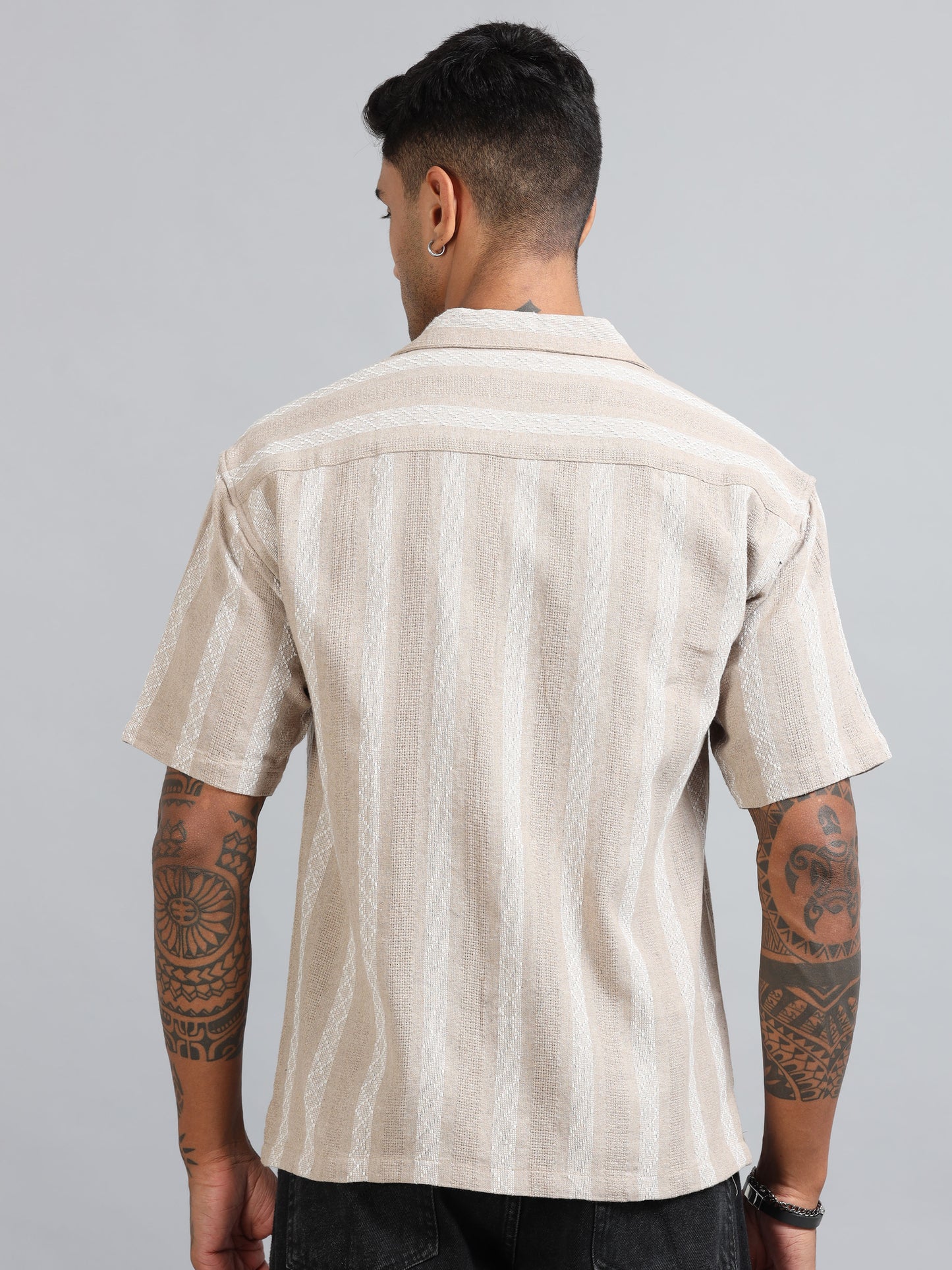 Michigan Charcoal Peach Running Zigzag Stripe Shirt