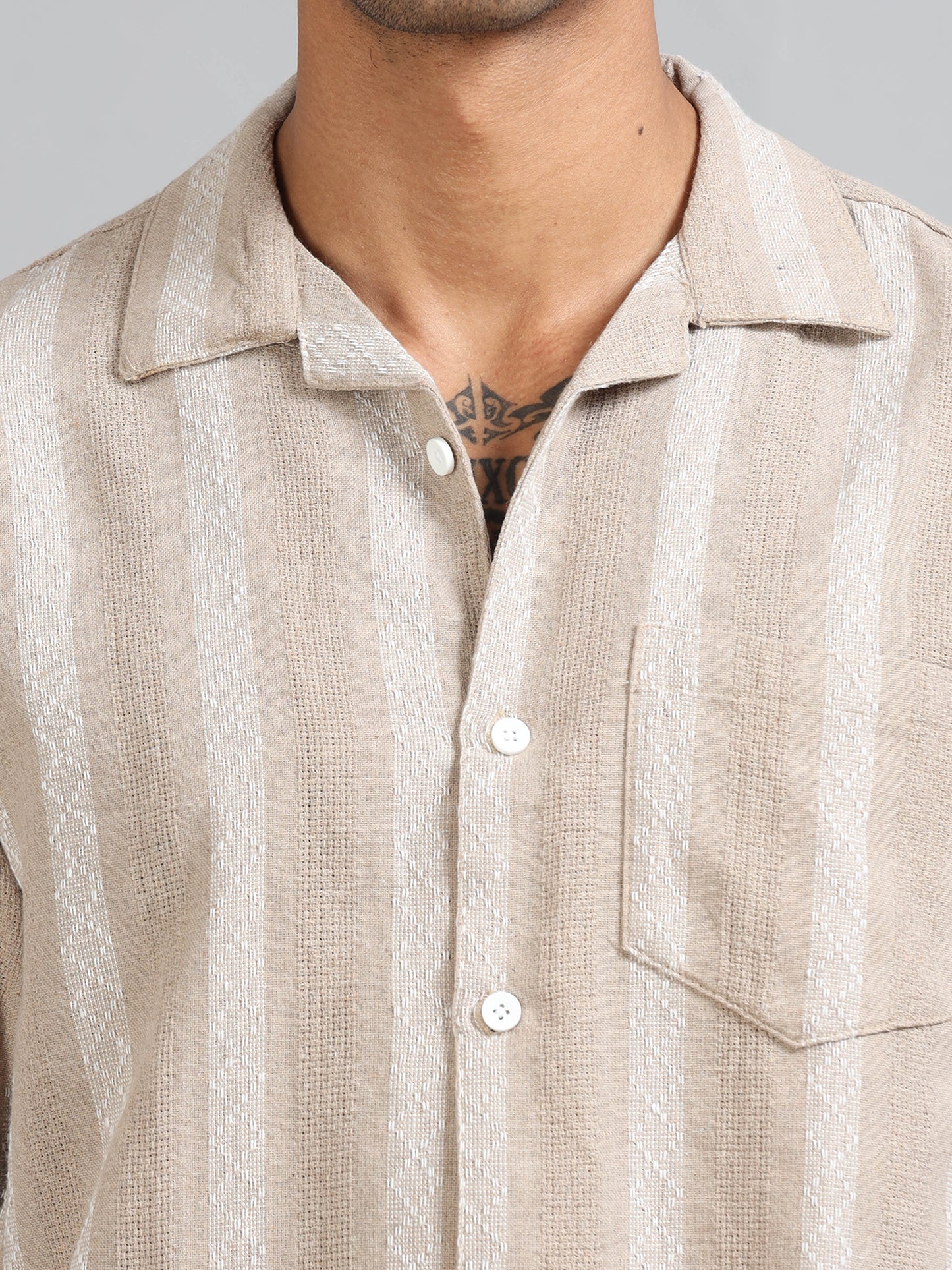 Michigan Charcoal Peach Running Zigzag Stripe Shirt