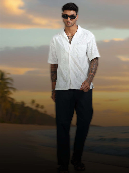 Jack Luster White Oversized Solid Shirt