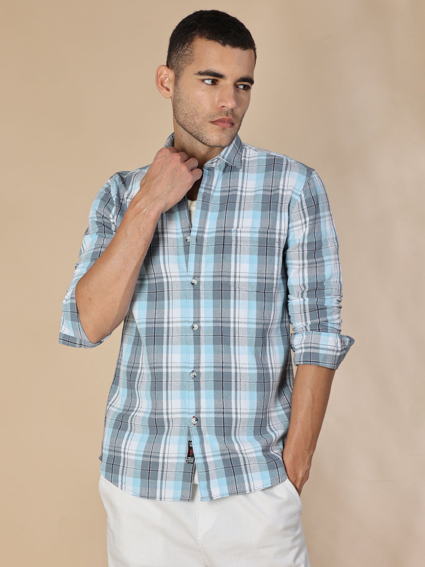 Scuderia Powder Blue Check Shirt
