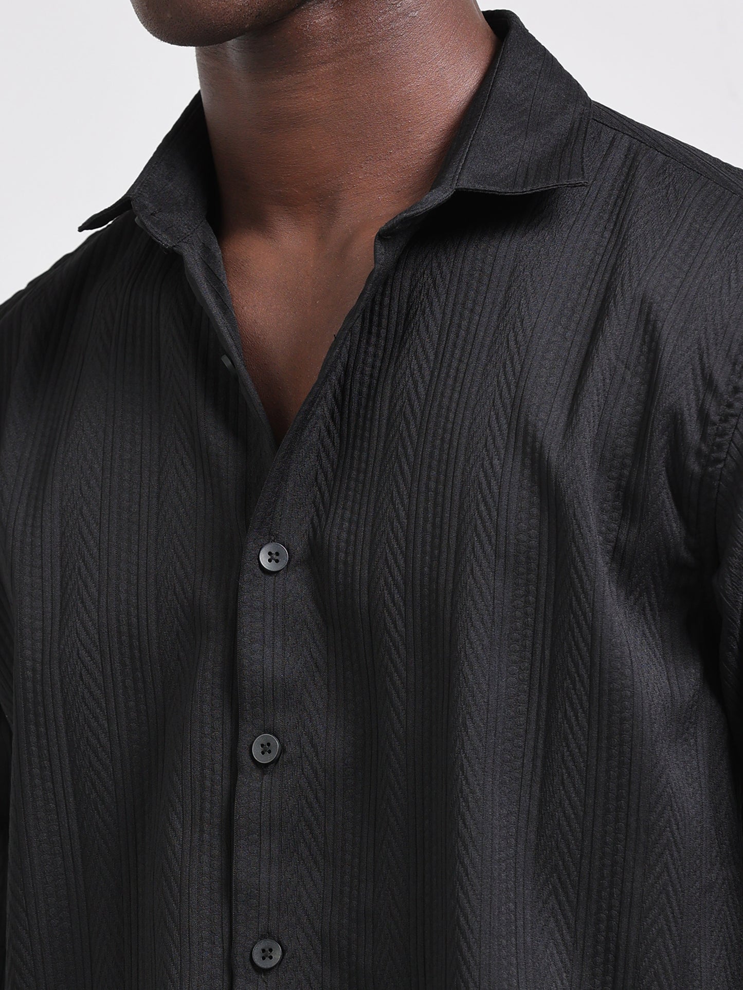 Black Solid textured Shirt for Men