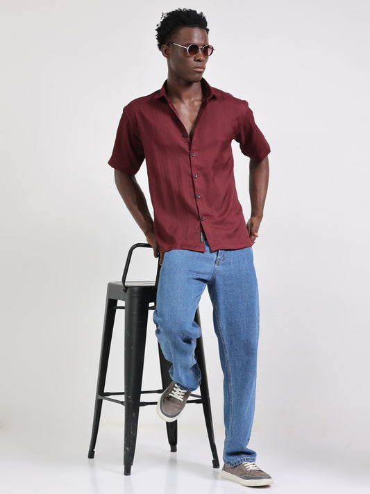 Marron Red Plain Shirt for Men