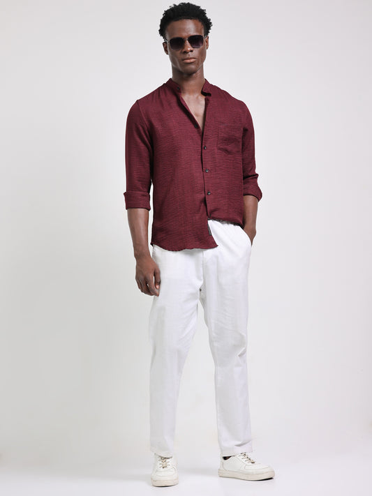 Marron Red Plain Shirt for Men