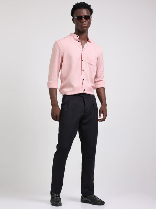 Textured Pink Shirt for Men