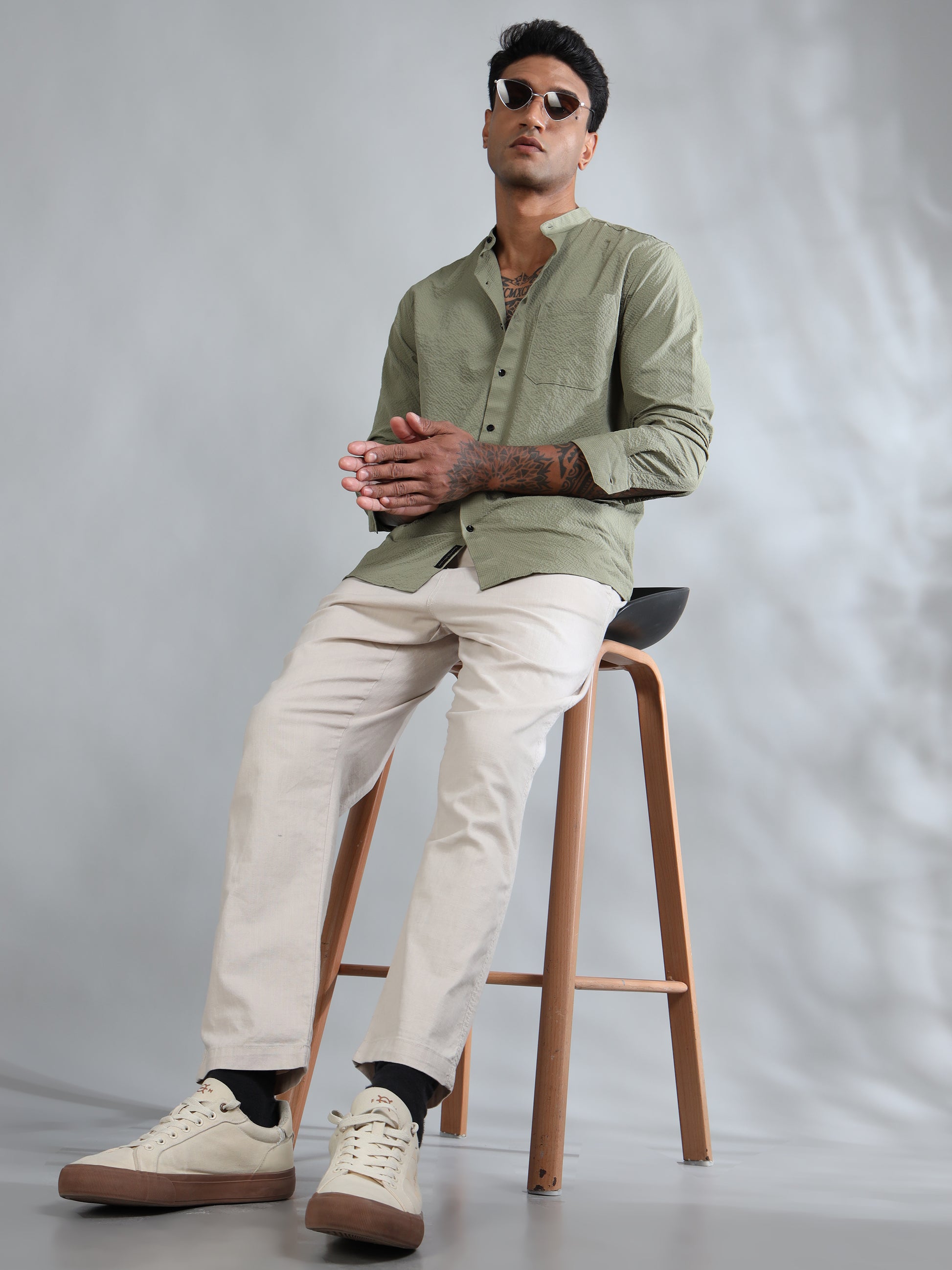 Granite Green Solid Shirt for Men