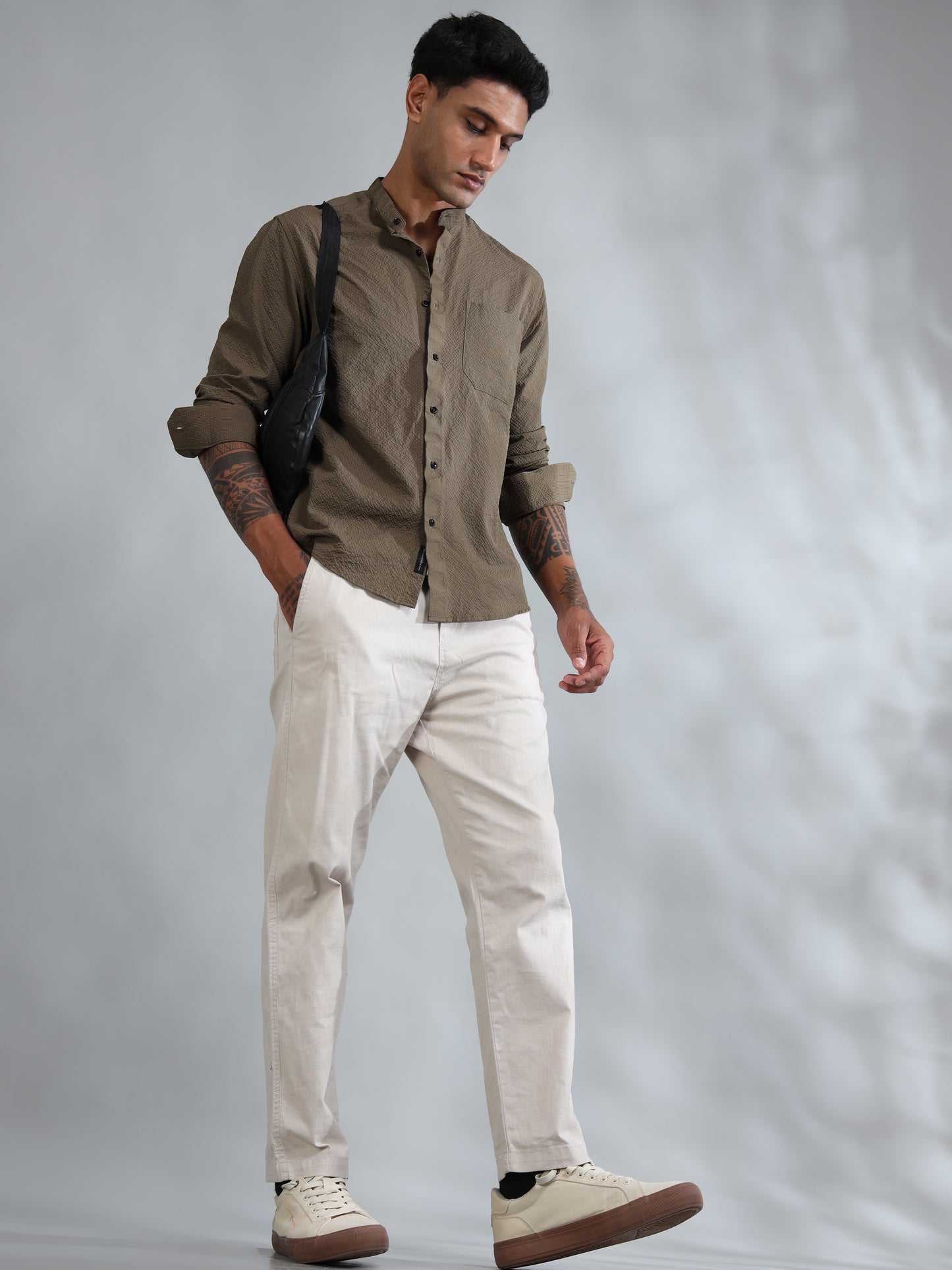 Muscovite Brown Grey Solid Shirt