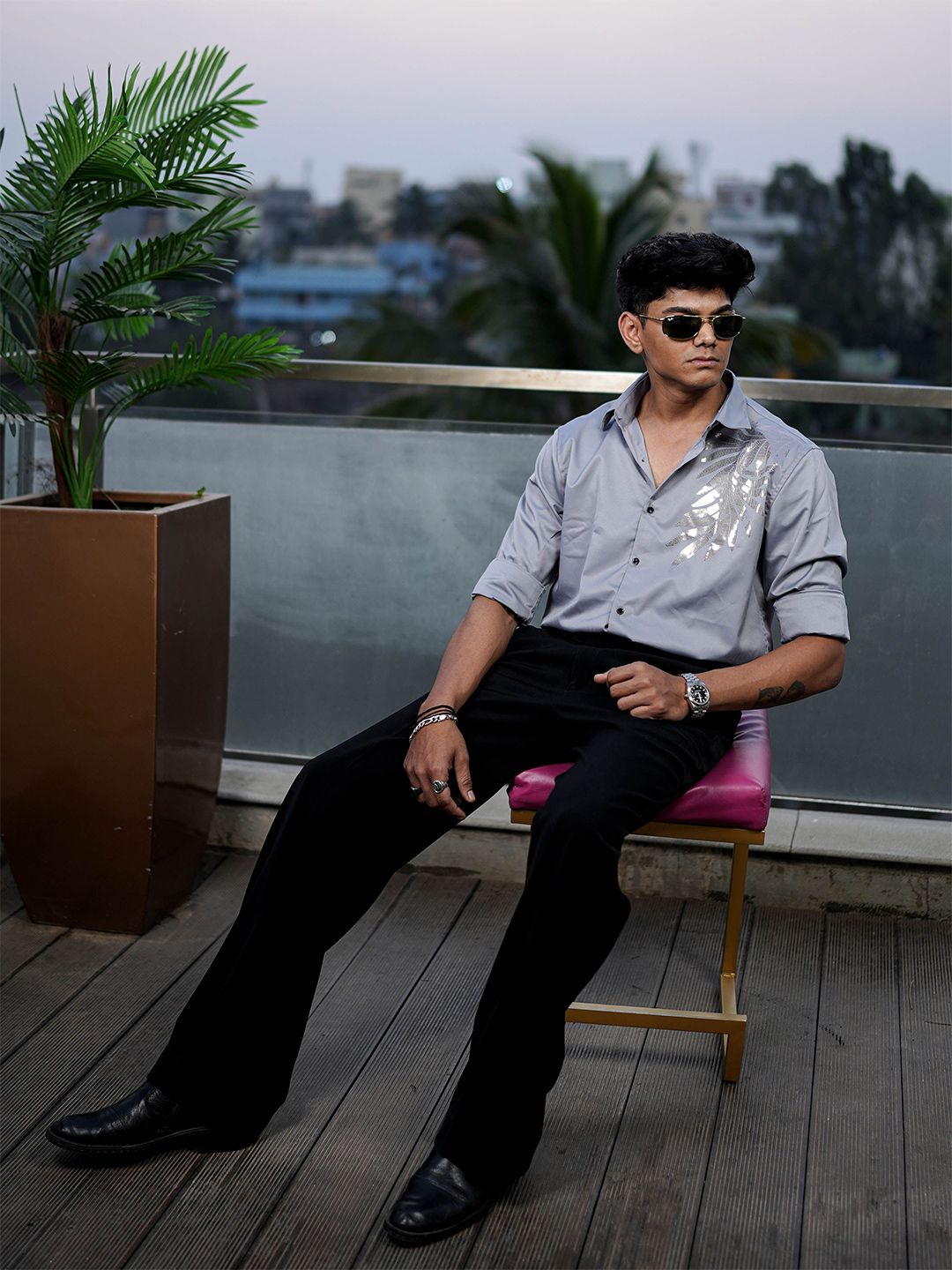 Oslo Light Grey Printed shirt