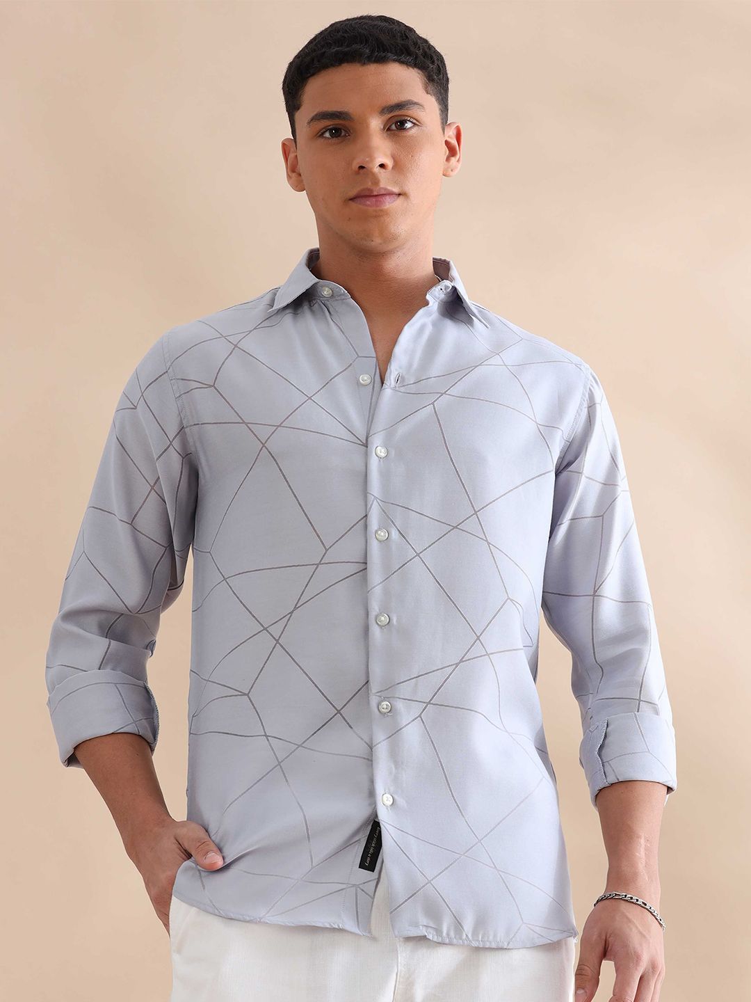Prague Cool Blue Geometric Design Shirt