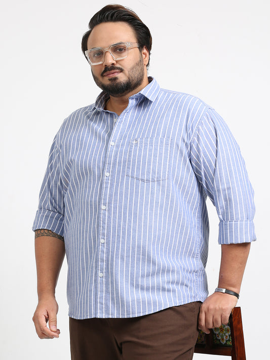 Gandia Blue Plus Size Striped Shirts