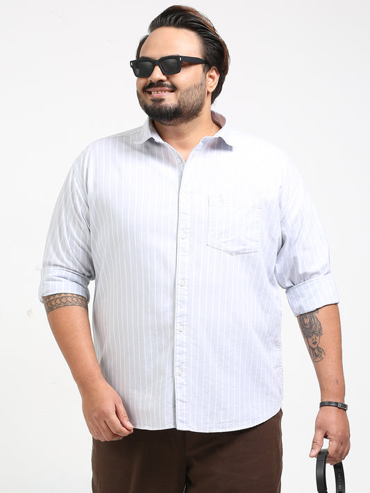 Gandia Pale Slate Plus Size Striped Shirt