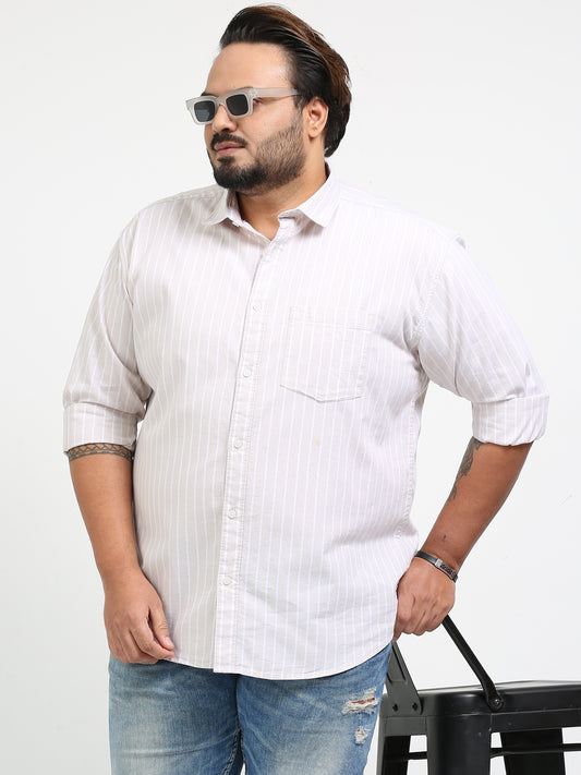 Gandia Pink Swan Plus Size Striped Shirt