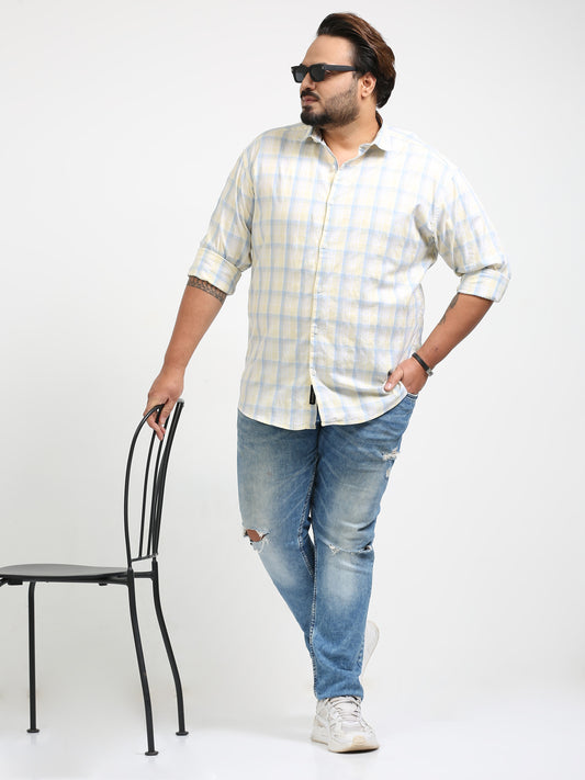 Franciscoo Antique White Plus Size Checks Shirt