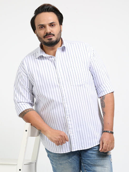 Gandia Alice Blue Plus Size Striped Shirt