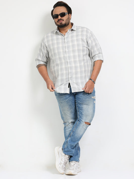 Franciscoo Quill Grey Plus Size Checks Shirt